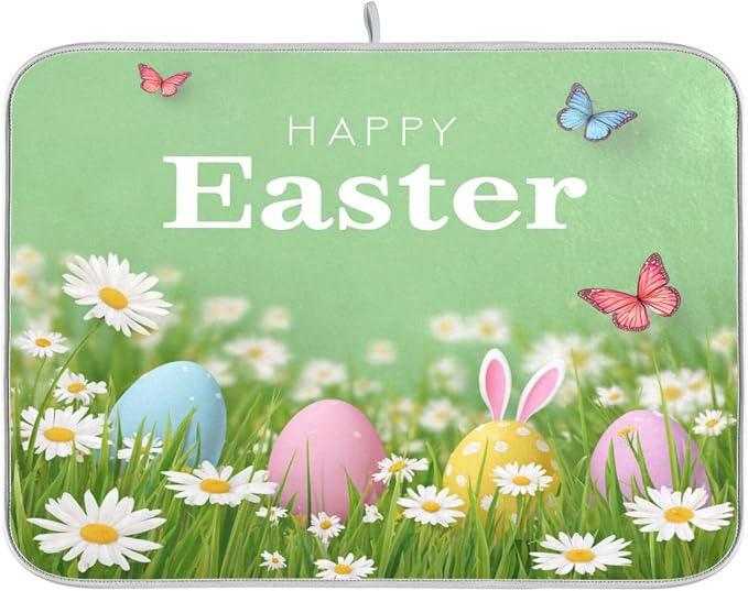 Green Happy Easter Eggs Daisy