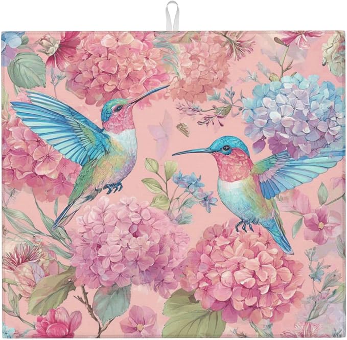 Hummingbirds Pink Watercolor