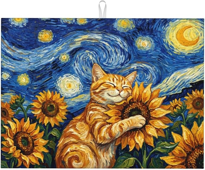Starry Night Cat Sunflower