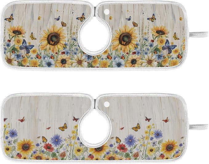 Watercolor Cornflower Butterfly Sunflower