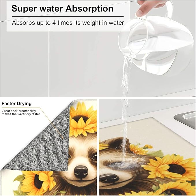 Cute Raccoon Yellow Sunflower Floral