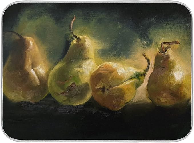 15 Yellow pears on black oil painting