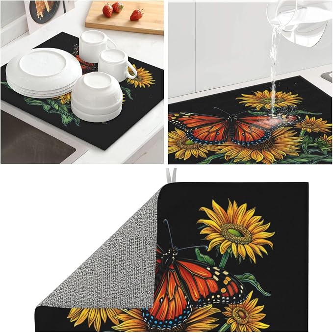 Orange Butterfly Yellow Sunflower