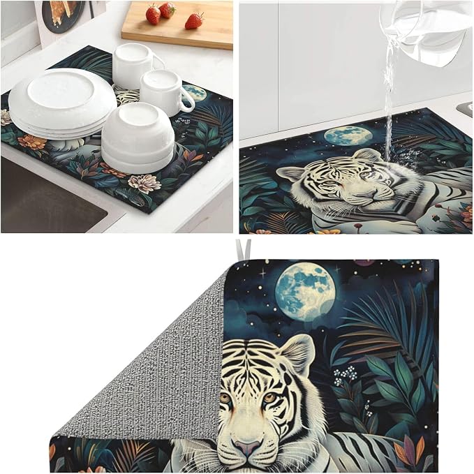 Moonlit Jungle Flower White Tiger