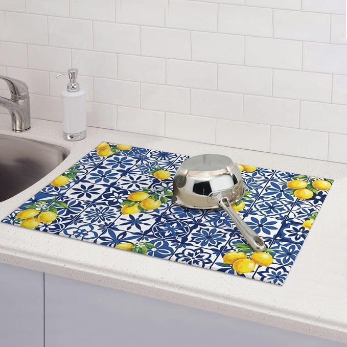 Blue White Tile Lemon