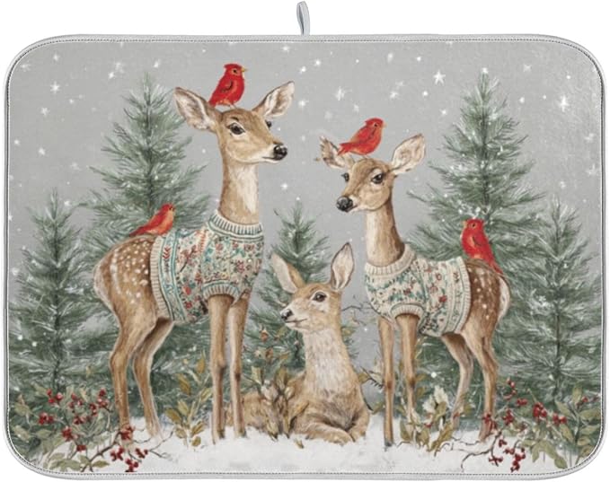 three deer wearing sweaters