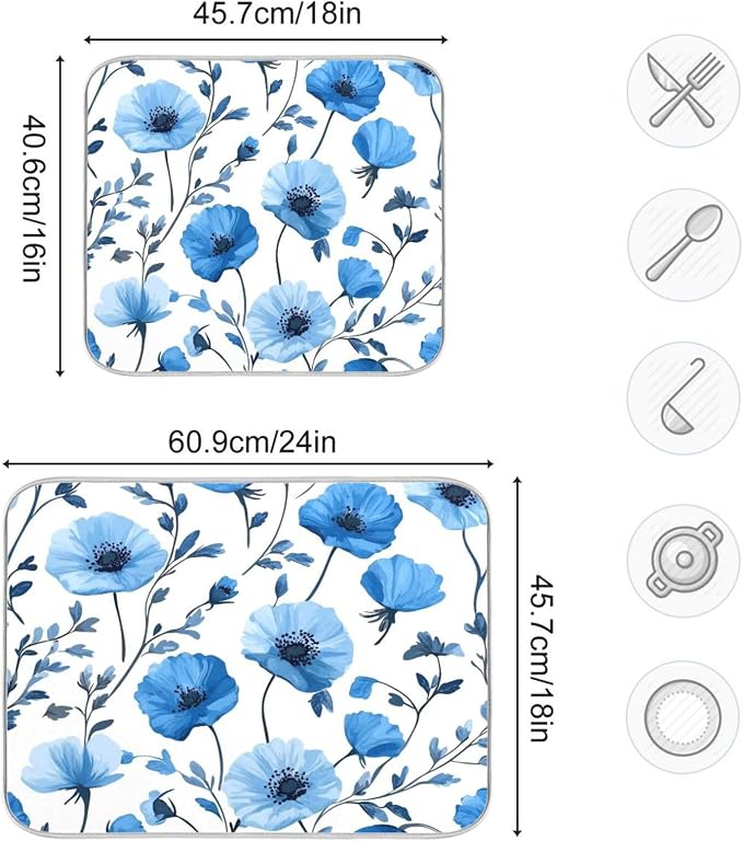 Blue Poppy Flowers and Branches