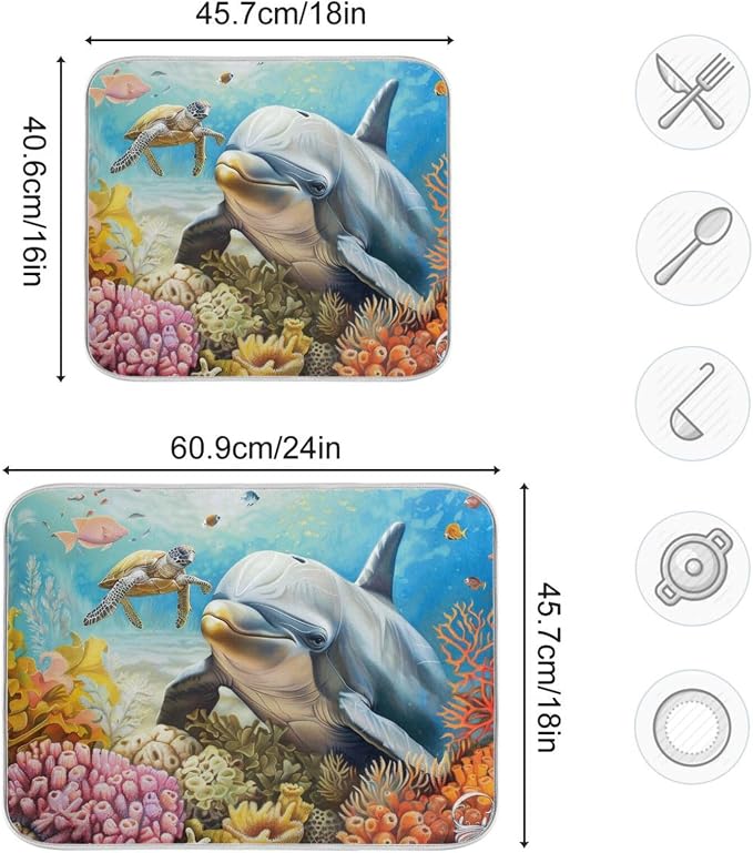 Dolphins Ocean Wave Sun Beige