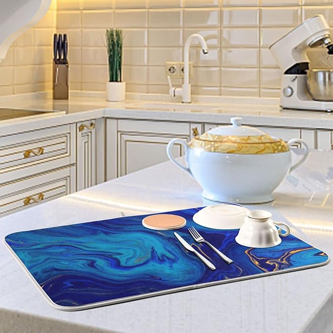 Navy Blue Gold Marble