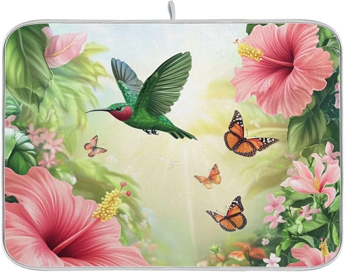 Hibiscus and Hummingbirds Green