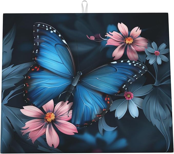 Blue Butterfly Pink Flowers