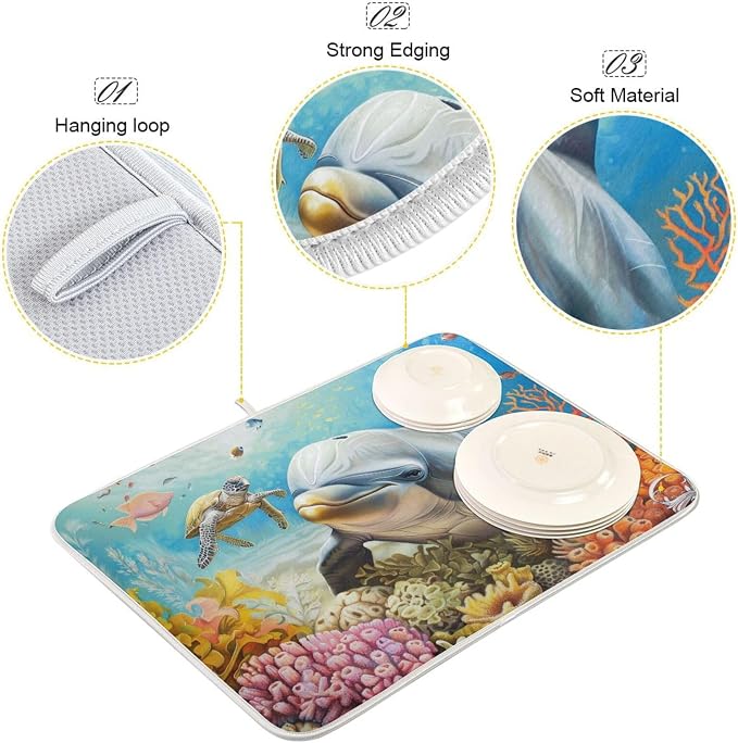 Dolphins Ocean Wave Sun Beige
