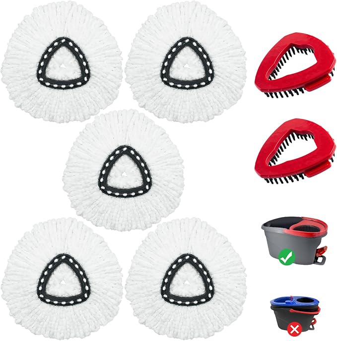 White-5 Mop Heads&2 Scrubber