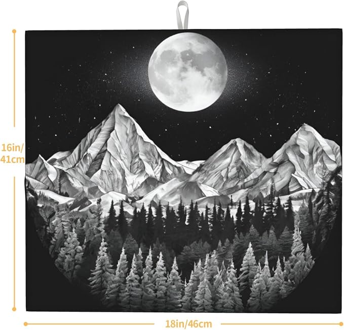 Mountain Forest Moon Night Sky