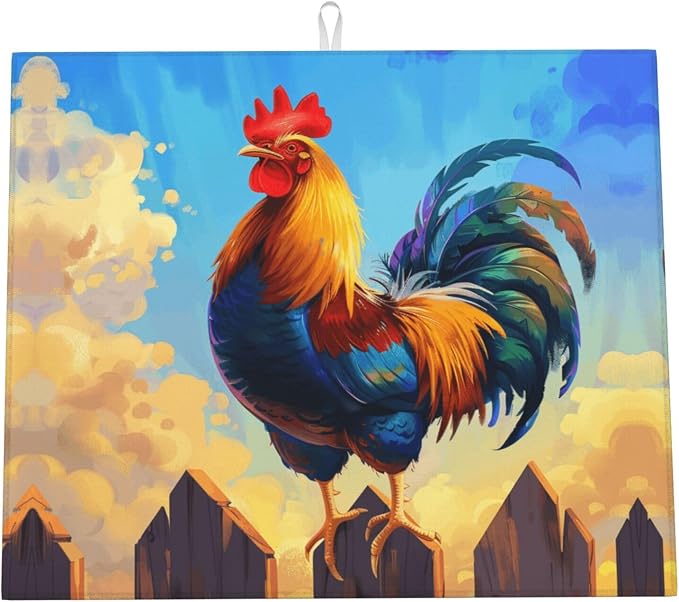 Blue Sky Fence Colorful Rooster