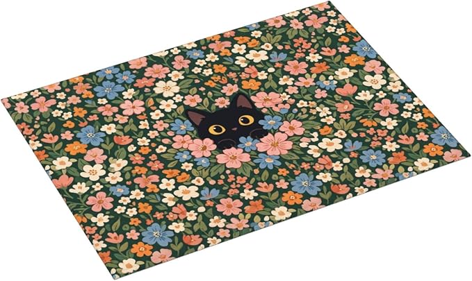 Cute Black Cat Floral