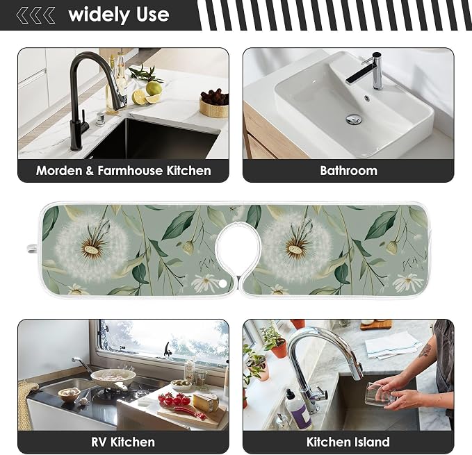 Sage Green Dandelion Mint Green Floral Avocado