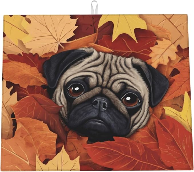 Cute Pug Autumn Leaf