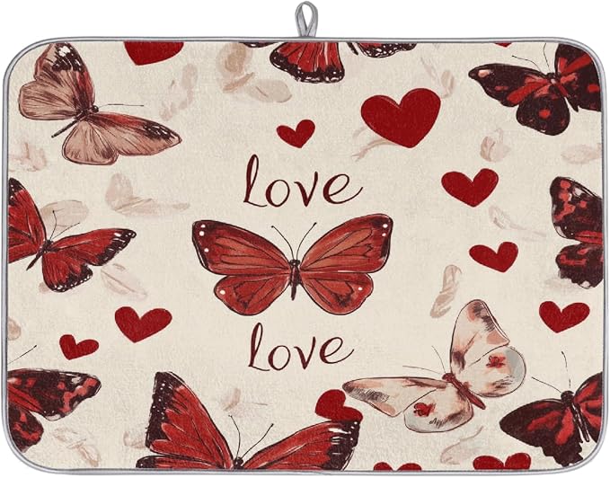 Red Butterflies And Hearts