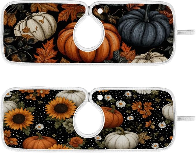 Black Autumn Pumpkins Flowers Maples