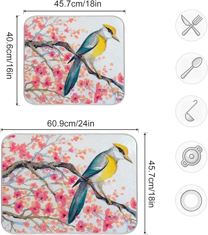 Watercolor flowers and birds 14
