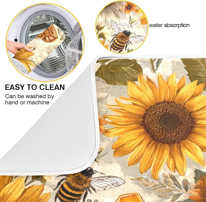 Beige Bees Sunflowers Daisy
