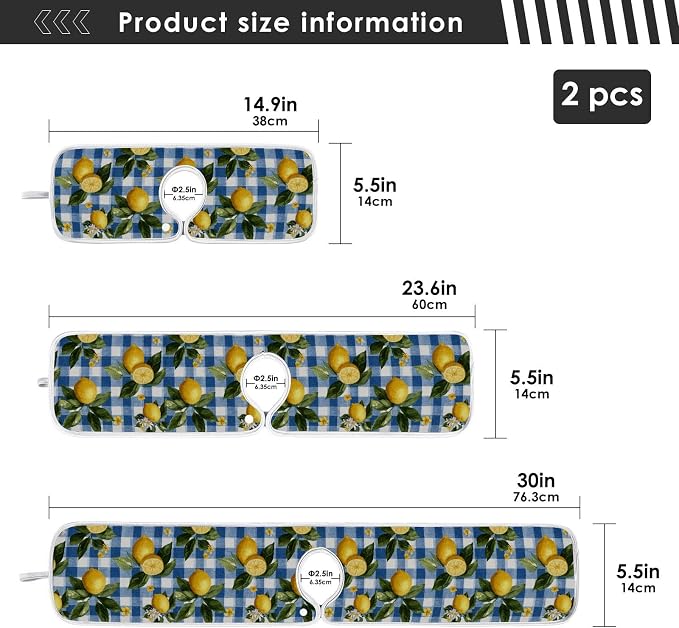 Blue Gingham Summer Lemons Yellow Dandelions