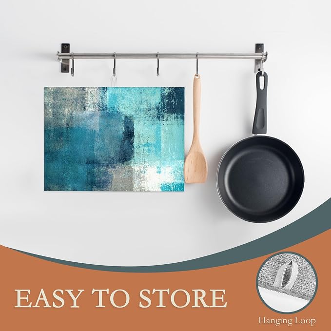 Teal Grey Abstract Art