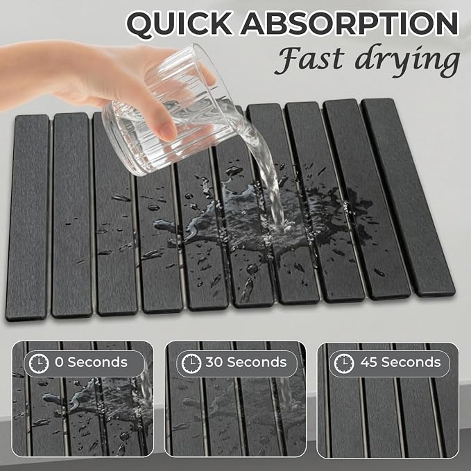 Light Gray Drying Mat + Faucet Mat