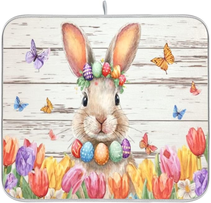 easter bunny with tulips