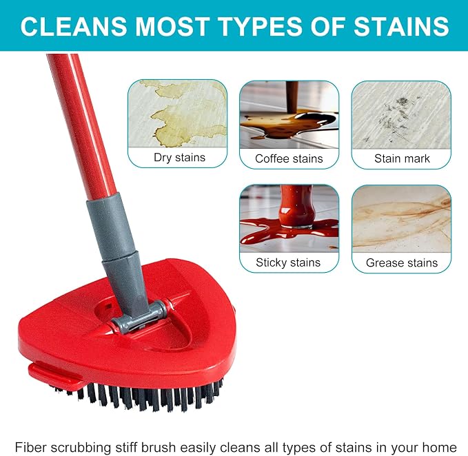2 White Heads + 1 Set Mop Handle + 1 Base + 1 Brush