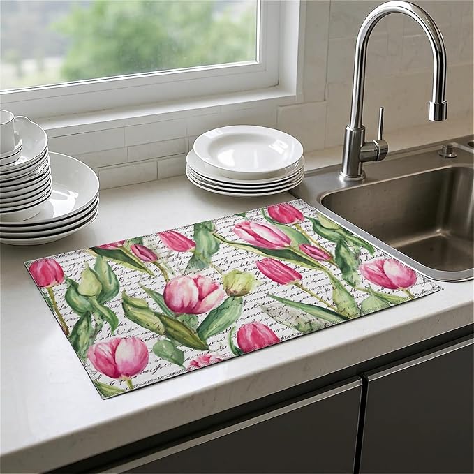 Pink Tulip Flowers Text