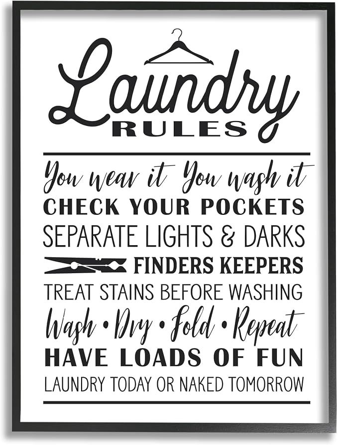 Laundry Rules Hanger Typography