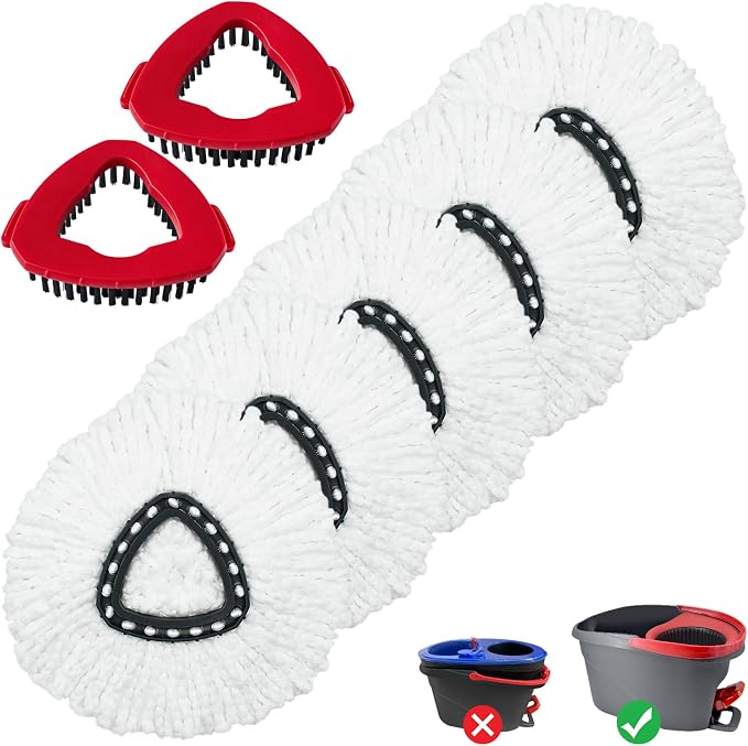 White-5 Mop Heads&2 Scrubber