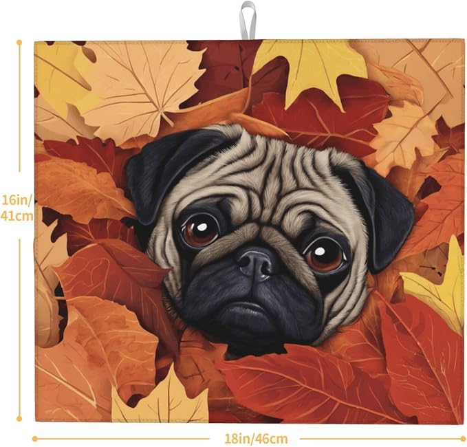 Cute Pug Autumn Leaf
