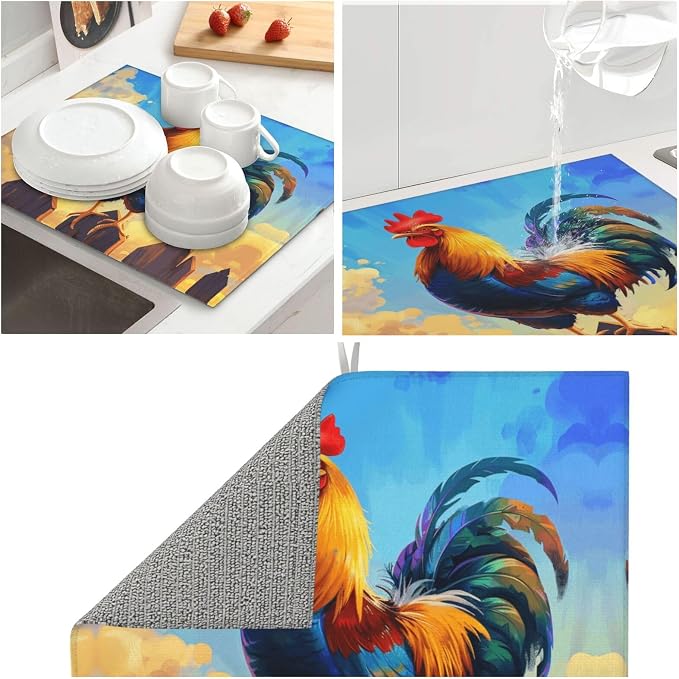 Blue Sky Fence Colorful Rooster