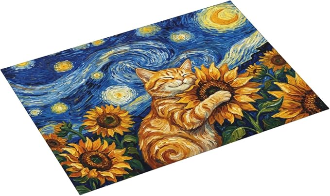 Starry Night Cat Sunflower