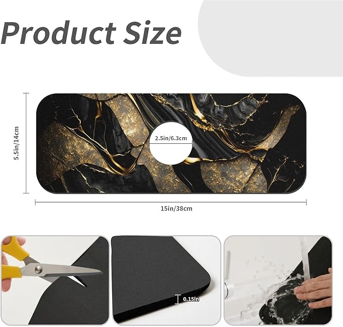 Black and metallic gold marble