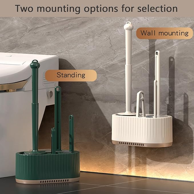 White 4 in 1 Toilet Brush and Holder Set