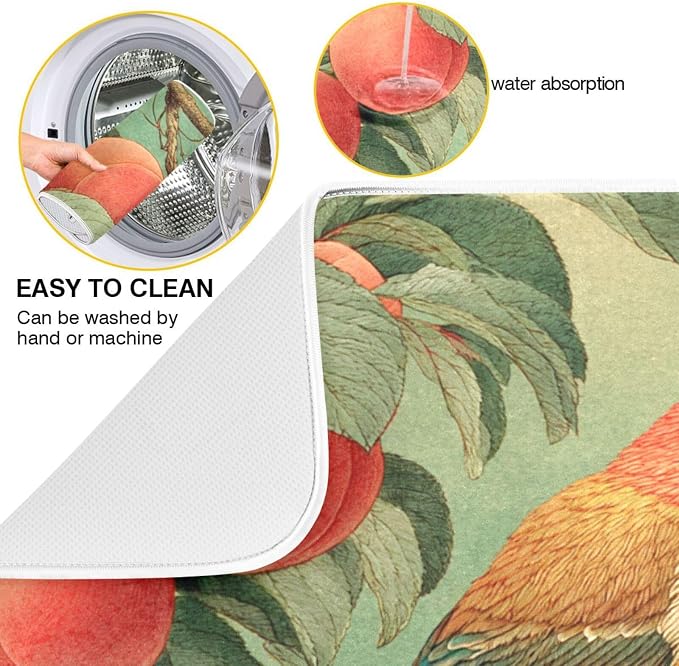Peach Tree Birds Orange Teal