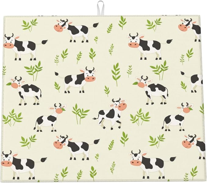 Cute Cow Green Leaf