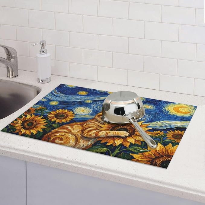 Starry Night Cat Sunflower