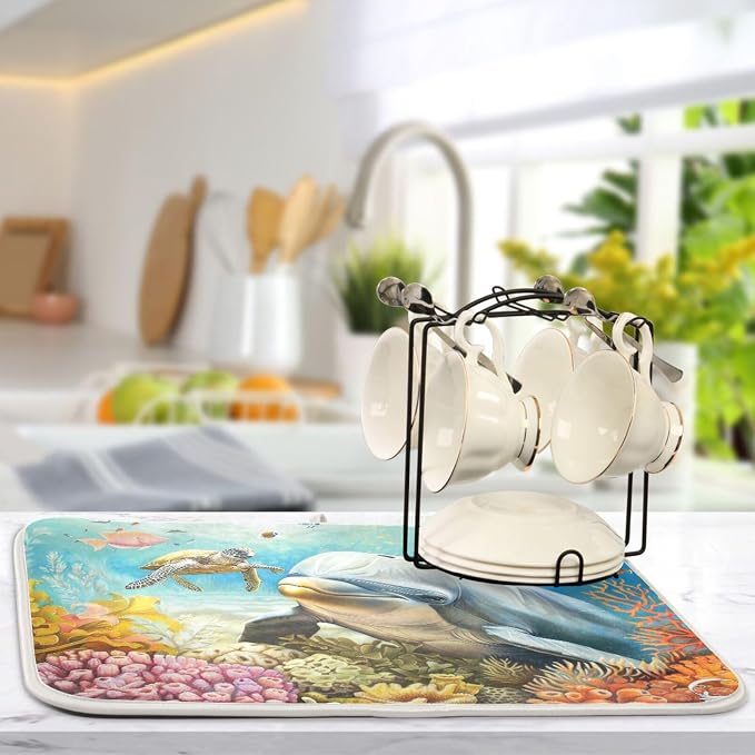 Dolphins Ocean Wave Sun Beige
