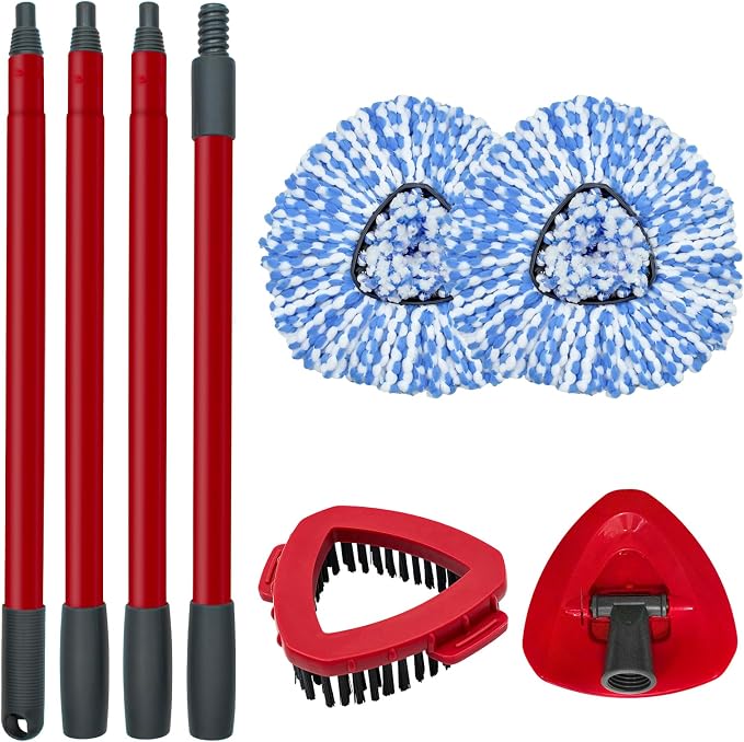 2 Blue Heads + 1 Set Mop Handle + 1 Base + 2 Brush