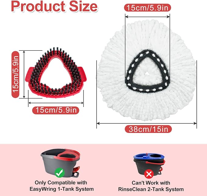 White-5 Mop Heads&2 Scrubber