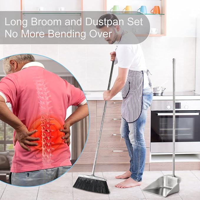 Black Broom and Dustpan Set