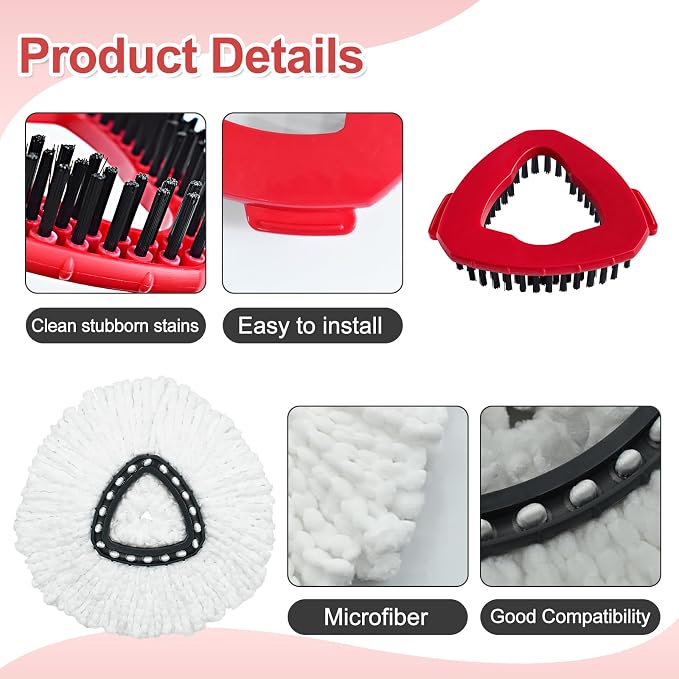 White-5 Mop Heads&2 Scrubber