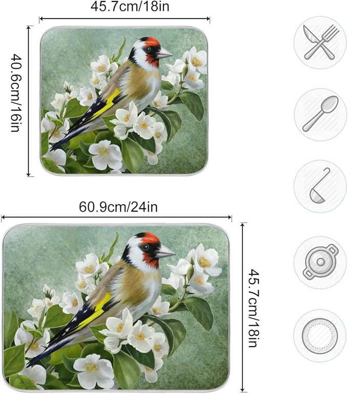Bird Peach Blossom Green