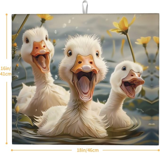 White Baby Ducks Yellow Flowers