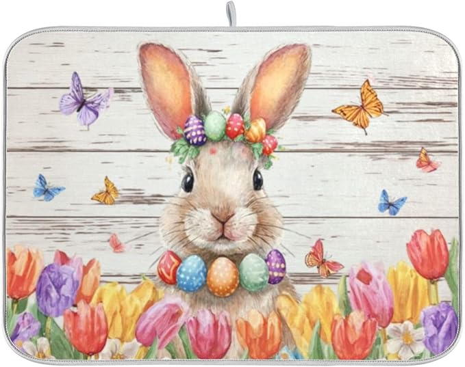 easter bunny with tulips